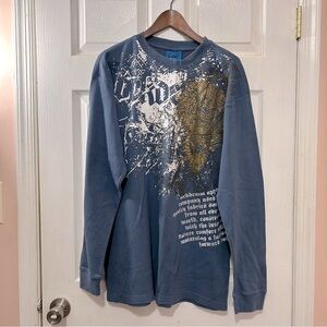 Wckd Graphic Long Sleeve Thermal Shirt Men's Blue Size XXL Y2K